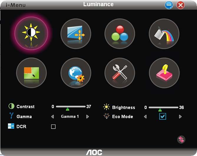 i-menu Καλωσορίσατε στο λογισμικό "i-menu" της AOC, Το i-menu διευκολύνει την προσαρμογή των ρυθμίσεων της οθόνης σας με τη