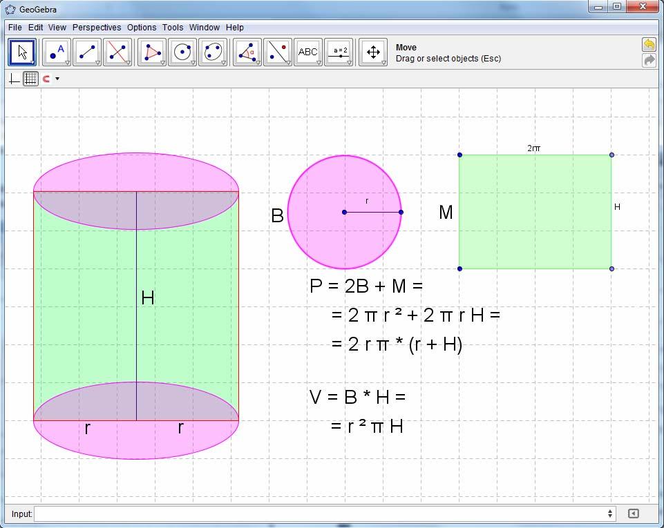 Na Slici 25. imamo primer pravog valjka, sa formulama za izračunavanje njegove površine i zapremine. Slika 25.