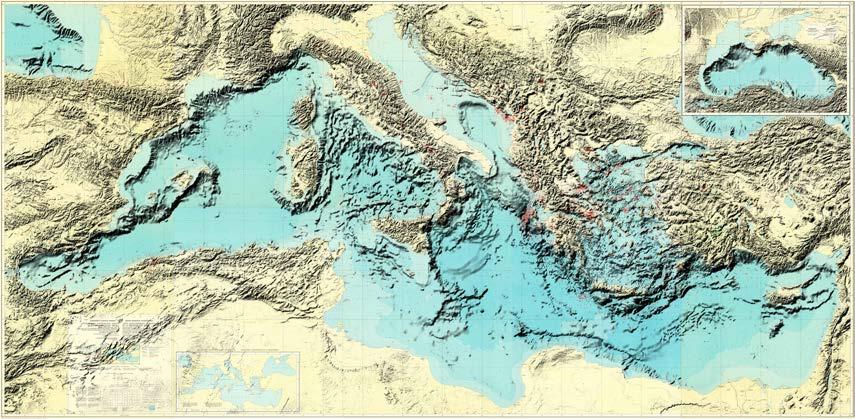 7 Η Μεσόγειος Θάλασσα αποτελεί μία μικρογραφία ωκεανού. Το μέσο βάθος της είναι 1650 μέτρα υπάρχουν όμως και αρκετές βαθιές λεκάνες (>3000 m). Το μέγιστο βάθος της είναι 5.120 m.