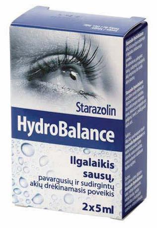 GERA KAINA -20% 4 90 Sudirgusioms akims STARAZOLIN HYDROBALANCE MEDICINOS PRIETAISAI STARAZOLIN HYDROBALANCE, drėkinamieji akių lašai, 2 x 5 ml 6,50 5,20 STARAZOLIN HYDROBALANCE ONE, drėkinamieji