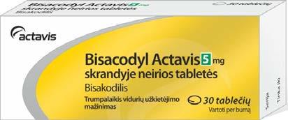 GERA KAINA 0 85 1 99 Trumpalaikiam vidurių užkietėjimui šalinti BISACODYL ACTAVIS, 30 tablečių Veikliosios medžiagos, stiprumas: bisakodilis.