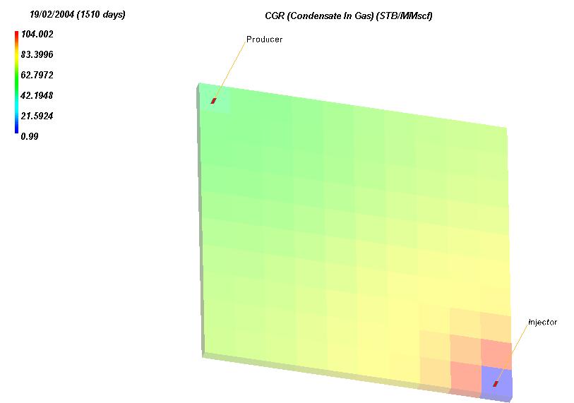 Σχήμα 22: Αναπαράσταση της κατανομής του CGR στον χώρο από το Compositional μοντέλο, για t=1000days