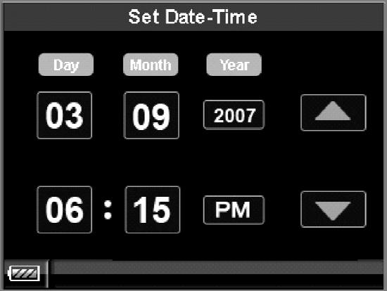 Nastavitev datuma in časa S tipkama ali [8] vrednosti zmanjšujete oziroma povečujete.