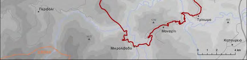 Όρια περιοχής μελέτης (όρια Σημαντικής Περιοχής για τα Πουλιά) (Bourdakis & Vareltzidou,