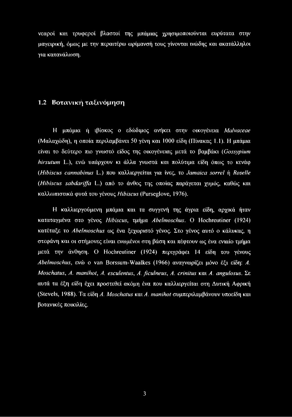 Η μπάμια είναι το δεύτερο πιο γνωστό είδος της οικογένειας μετά το βαμβάκι (Gossypium hirsutum L.), ενώ υπάρχουν κι άλλα γνωστά και πολύτιμα είδη όπως το κενάφ (Hibiscus cannabinus L.