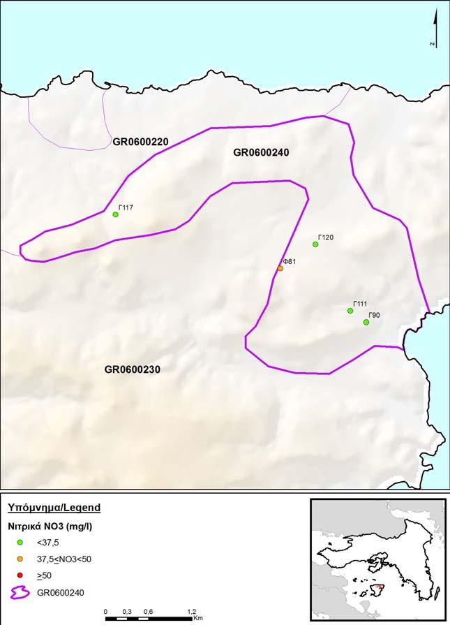 Για την παρουσίαση της διασποράς των ρύπων συντάχθηκαν χάρτες µέσων τιµών των βασικών χηµικών παραµέτρων των συγκεντρώσεων