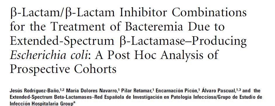 192 ασθενείς από 6 προοπτικές μελέτες με βακτηριαιμία προερχόμενη από το ουροποιητικό ή τα χοληφόρα με ESBL E.