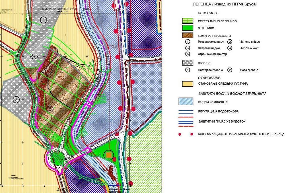 1332 Плански основ за израду и доношење Плана представља План генералне регулације Бруса ("Службени лист општине Брус", бр. 08/2014).. ПГР Брус ( ''Службени лист општине Брус'' бр.