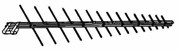 Yagi антене састоје се из линијског низа више паралелних дипола који су на металном носачу, слика 3. Са крајева савијеног активног дипола одводи се VF сигнал на улаз ТВ пријемника.
