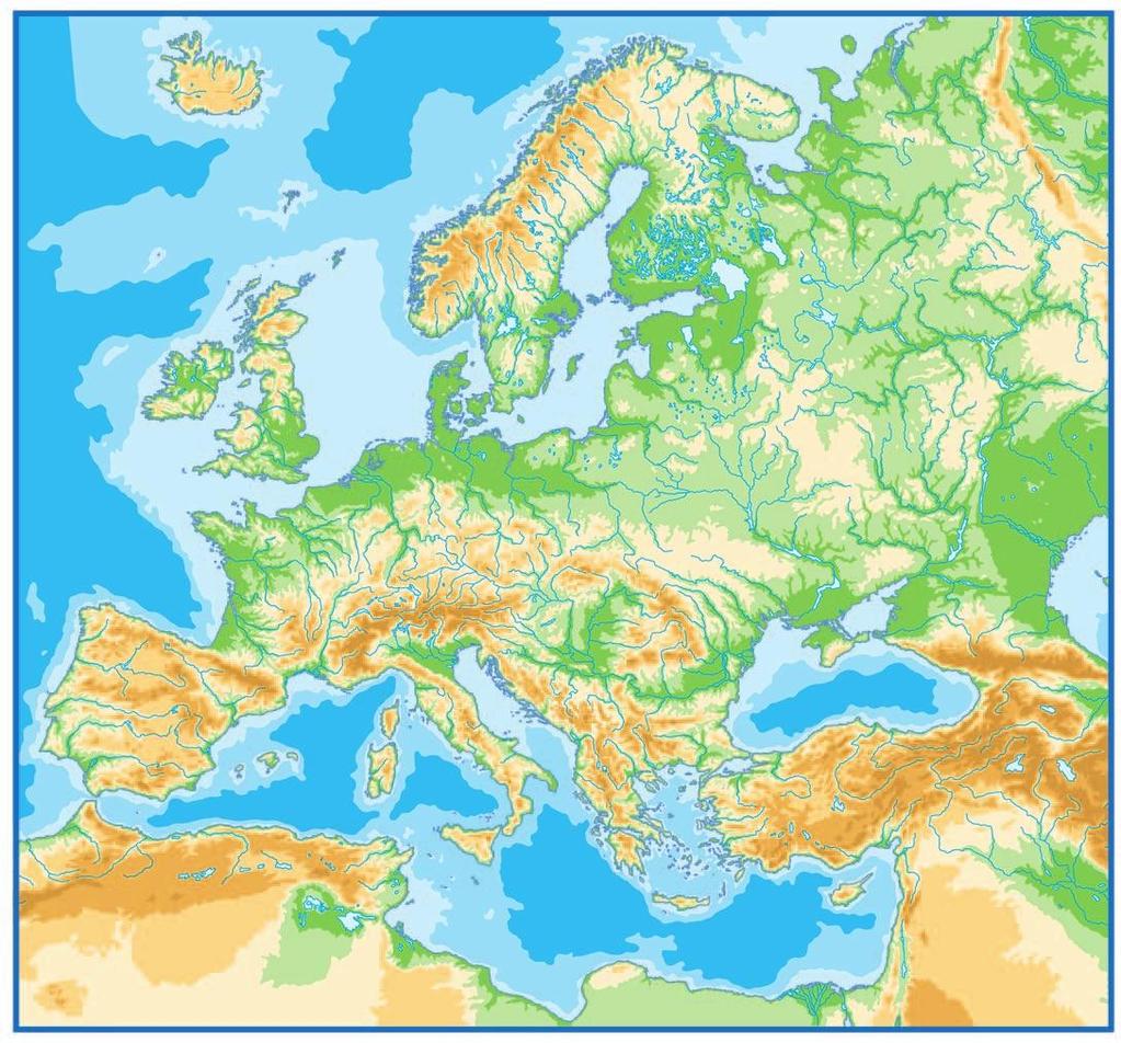 2. Συμπλήρωσε στον γεωμορφολογικό χάρτη της Ευρώπης τις