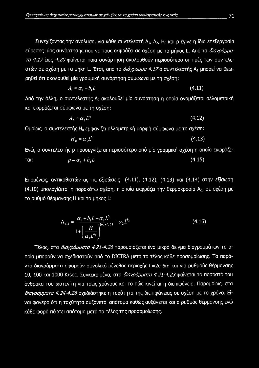 20 φαίνεται ποια συνάρτηση ακολουθούν περισσότερο οι τιμές των συντελεστών σε σχέση με τα μήκη L. Έτσι, από το διάγραμμα 4.