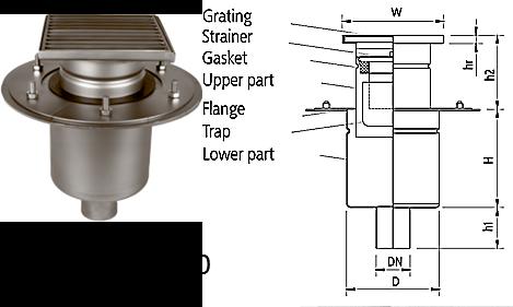 ΒΙΟΜΗΧΑΝΙΚΑ ΣΙΦΩΝΙΑ MINI 150x150mm ΦΛΑΝΤΖΑ (2 ΤΜΗΜΑΤΩΝ) ΚΑΘΕΤΗ ΕΞΟΔΟΣ Τετράγωνα σιφώνια βιομηχανικών εφαρμογών ΜΙΝΙ.