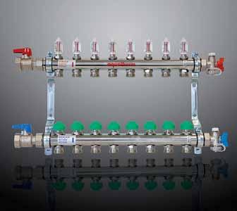 TEHNIKA RAZDJELNIKA RAZDJELNIK GRIJAĆEG KRUGA S MJERAČEM KOLIČINE PROTOKA Obilježja aquatherm orange system razdjelnik grijaćeg kruga primjenjuje se za distribuciju i regulaciju volumnog protoka