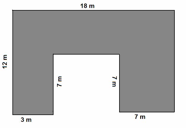 VRAAG 1: 1.1 Die grys oppervlakte soos aangedui in die diagram moet geteël word.