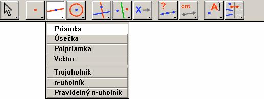 o geometrii. Výber nástroja priamky zo sady nástrojov Priamky.