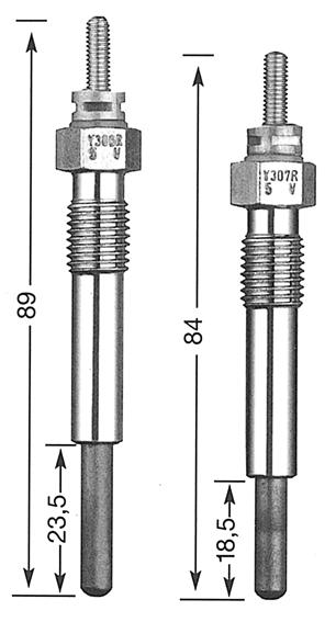 SERIES OF GLOW PLUG (ACTUAL SIZE)