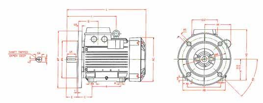 مشخصات ابعادی الکتر وموتورهای تکفاز صنعتی