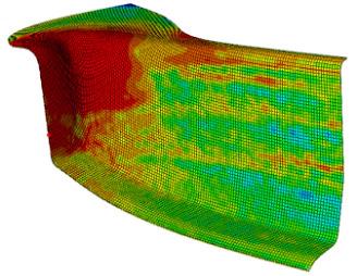 (a) Formed par by radiional deep-drawing mehod, (b) Formed par by hydroforming mehod, (c) Thickness disribuion curves in he longiudinal direcion, (A: