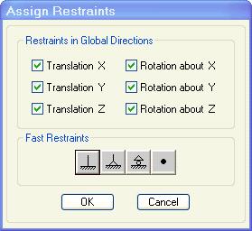 khác. Chọn các nút ở chân cột bằng 1W. Assign Joint/Point Restraints (supports). Hộp thoại Assign Restraints xuất hiện.