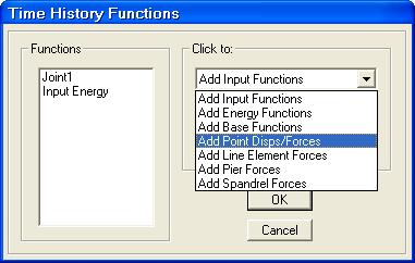 1 2 - Kết thúc bước 2 ta có hộp thoại Time History Functions xuất hiện, ta tiếp tục làm theo các bước như sau.