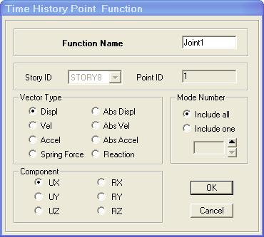 - Kết thúc bước 5 ta trở về với hộp thoại Time History Functions, ta tiếp tục làm theo