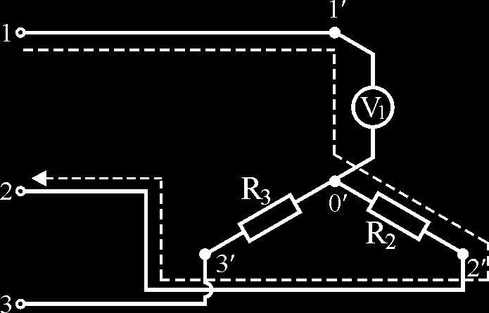 Voltmetar V mjeri pad napona između tačaka i 0 Za određivanje ovog napona koristi se shema prikazana na slici 8 Slika 8 Shema električnog kruga za određivanje napona '0' Za konturu