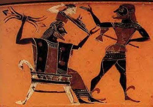 Séance 3 Et il enfanta dans la douleur Vase attique à figures noires ἩΦΑΙΣΤΟΣ Τί με, ὦ Ζεῦ, δεῖ ποιεῖν ; ἥκω γὰρ, ὡς ἐκέλευσας, ἔχων τὸν πέλεκυν ὀξύτατον, εἰ καὶ λίθους δέοι μιᾷ πληγῇ διατεμεῖν.