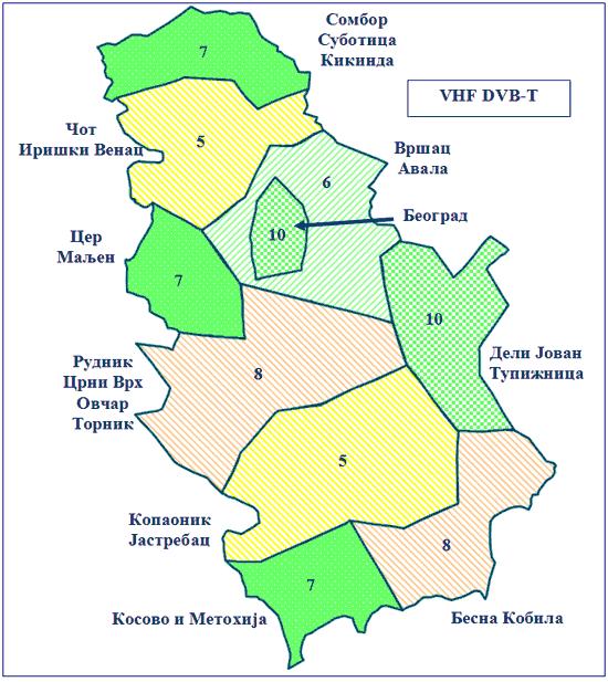 Слика 16 Дигитална мрежа емитера у Србији (SlužbeniglasnikRS) 3.