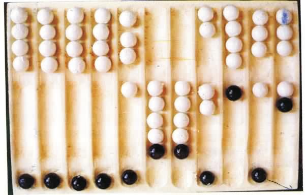 8 Povijesni razvoj računalnih sustava Slika 2.1: Vrlo stara verzija abacusa nakon 1850. godine kada je francuski topnički časnik A. Mannheim (1831.-1906.) računalu dodao klizni prozorčić s oznakama.