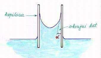 površinskog napona uvijek je: Pri 20 o C h dizanja za vodu u staklenoj cijevi prečnika d iznosi: Kapilarnost zbog različitih sila adhezije između tekućine i površine posude, odnosno σ tekućine,