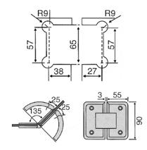 Hinges Μεντεσές 3 Θέσεων Γυαλί-Γυαλί 135 Μέγ.