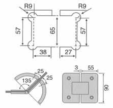 πλάτος φύλλου: 800mm Υλικό: Ζάμακ Glass-Glass Hinge