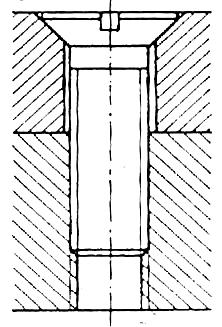 3. Popíšte postup zhotovenia skrutkového spoja so zapustenou hlavou podľa obrázka. Obrázok 116 Skrutkový spoj.