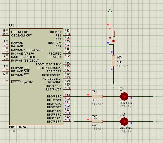 ت ص و اىذائزة : Example (RB0 interrupt): Switch is pressed RB0 goes from 0 to 1 causing an interrupt