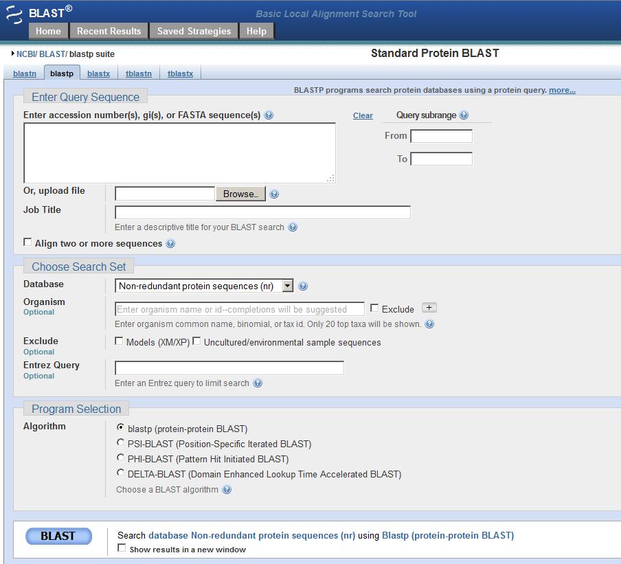 142 16.5 BLAST (Basic Local Alignment Search Tool) Το πρόγραμμα BLAST είναι διαθέσιμο στην ιστοσελίδα http://blast.ncbi.nlm.nih.gov/blast.