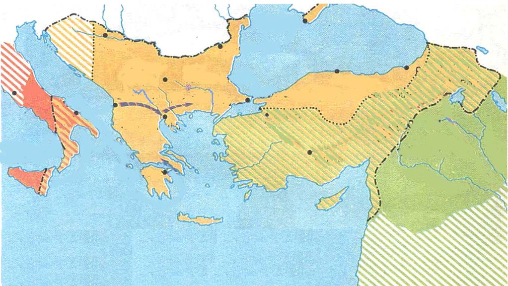 Ρώμη Μπάρι Σίρμιο Θεσ/νίκη Κόρινθος Χερσώνα ΒΥΖΑΝΤΙΟ υρράχιο Κων/πολη Ικόνιο Τραπεζούντα
