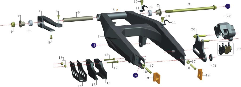 SWING-ARM 13 Item Part # Description Req. Item Part # Description Req. 1 GB/T6187M12 nut, flanged, locking M12 1 13 GB/T889M6 nut, locking M6 2 2 09012009110000 spacer Φ12.