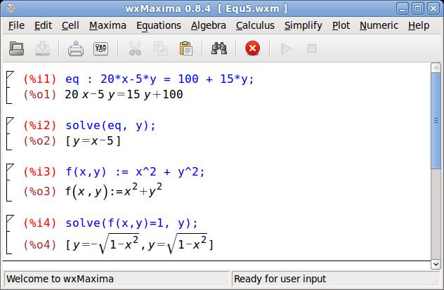 14 Αθανάσιος Σταυρακούδης 1 solve(x^2-1); 2 solve(x^2-1, x); είναι ισοδύναμες και θα δώσουν το ίδιο αποτέλεσμα.