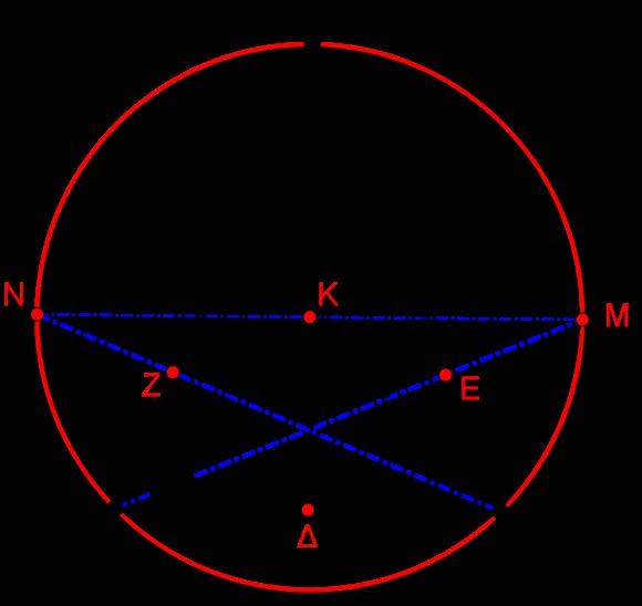 Σχήμα 6 Η γωνία είναι εγγεγραμμένη στον περιγεγραμμένο κύκλο του τριγώνου που βαίνει στο τόξο ΑΜ. Άρα ˆ ˆ Γ ˆ 1 =ΜΒΑ= 90 Α= 45 (από το ορθογώνιο τρίγωνο ΑΕΒ).