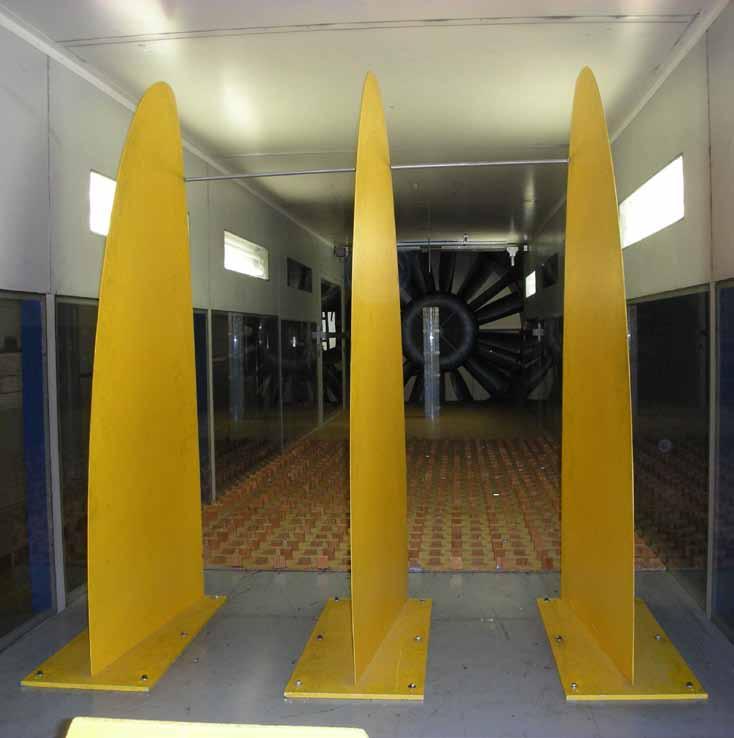 Figure 8: View of the model in wind tunnel Aim of the investigation The aim of the investigation is not only the analysis of a given structure under a certain wind load condition, but the evaluation