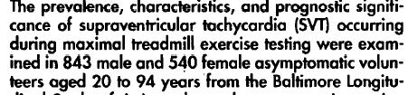 Baltimore Longitudinal Study of Aging CONCLUSIONS: 1) Exercise-induced induced SVT appeared in approximately 6% of subjects (3.