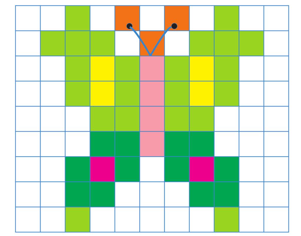 31 Kαλύπτω επιφάνειες α. Ποια επιφάνεια είναι περισσότερη; (υπογραμμίζω το σωστό) η χρωματισμένη η λευκή Με πόσα χρωματισμένα τετραγωνάκια είναι καλυμμένη η πεταλούδα;.