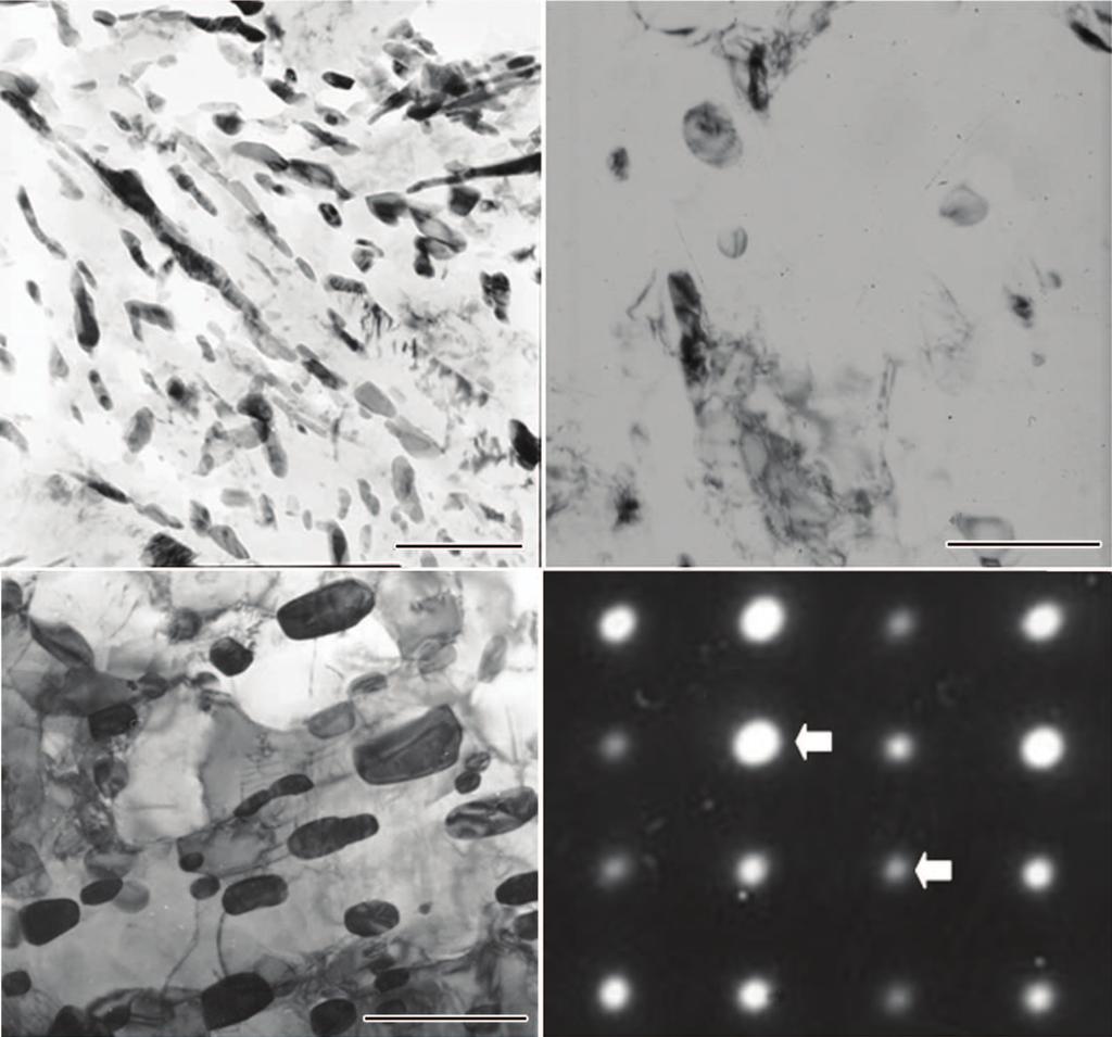 1192 48 È 9 42CrMo Ü º Þ TEM Å Ó Ù«Fig.9 TEM micrographs of steel 42CrMo quenched and tempered at 530 (a), 600 (b) and 650 (c), and SAD pattern analysis of carbides (d) ¾Ñ ß [24].