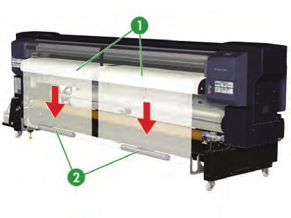 12. Στο μπροστινό μέρος του εκτυπωτή, χρησιμοποιήστε το μαύρο διακόπτη προώθησης του μέσου εκτύπωσης για να χαλαρώσετε το μέσο εκτύπωσης στον κύριο κύλινδρο κύλισης αρκετά ώστε να μπορέσετε να