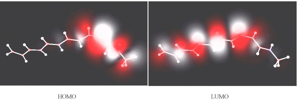 3.2 protonated Schiff base of retinal PSBR 568 nm trans 13-cis [15] C 13 =C 14 θ -180 trans -90 S 1 S 0 [16] Hartree-Fock S 1 HOMO π LUMO π* C 13 =C 14 HOMO LUMO θ θ C 12 H 16 N + 6-31g Gaussian 98