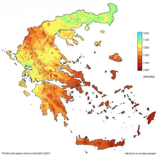 ΑΞΙΟΠΟΙΗΣΗ ΗΛΙΑΚΗΣ ΕΝΕΡΓΕΙΑΣ Ετήσια παραγωγή ηλεκτρικής ενέργειας (kwh/ kwp) (για φωτοβολταϊκό σύστηµα τοποθετηµένο στη βέλτιστη κλίση) ΒΙΒΛΙΟΓΡΑΦΙΑ Γραµµατικάκης, Γ.