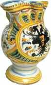 120-150 1755 1751 PESARO ΜΑΣΤΡΑΠΑΣ κεραμικός, με φυτικό διάκοσμο και δικέφαλο πουλί στην μπροστινή