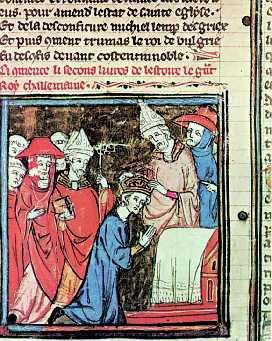 Ο Καρλομάγνος στέφεται αυτοκράτορας των Ρωμαίων από τον πάπα στο ναό του Αγίου Πέτρου τα