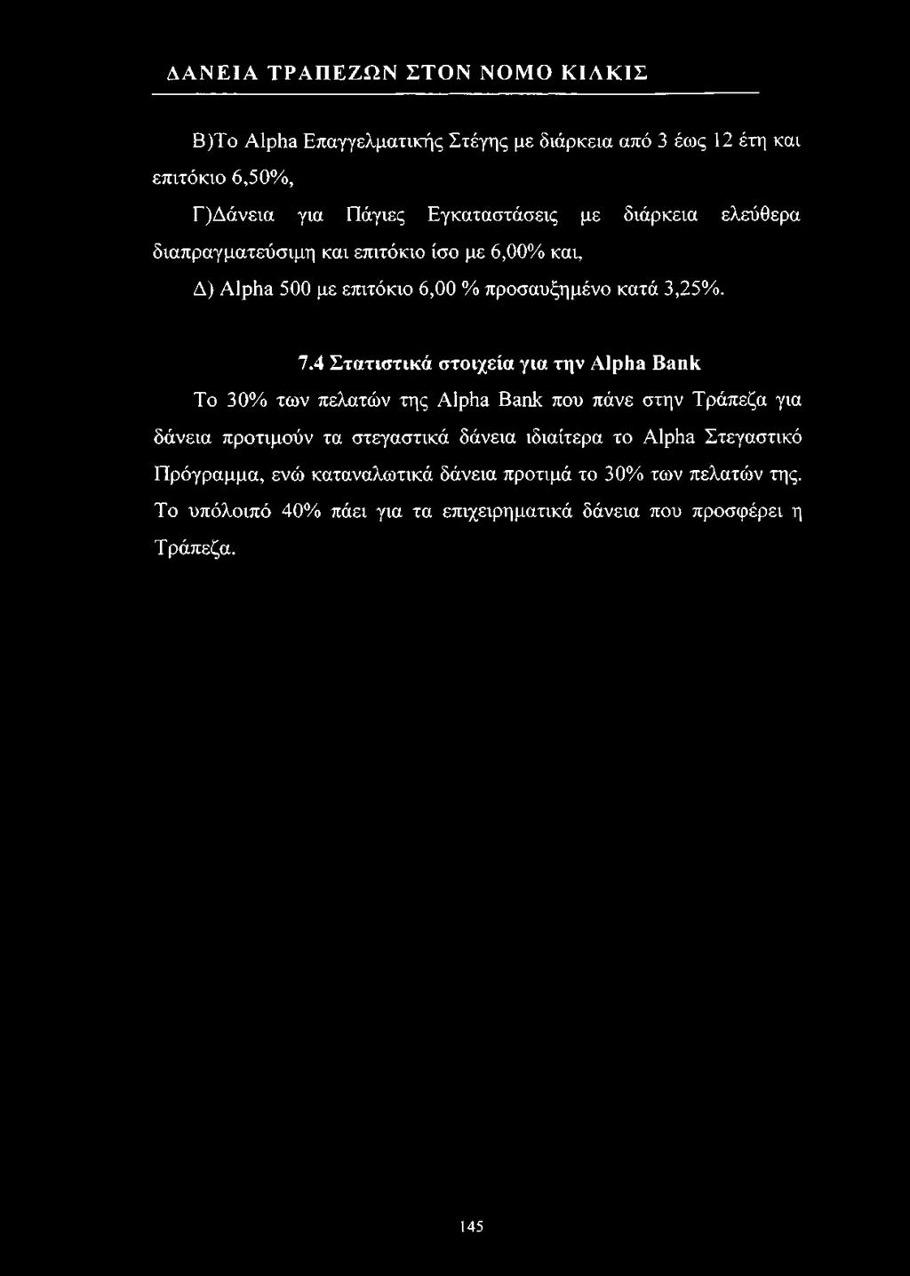 4 Στατιστικά στοιχεία για την Alpha Bank To 30% των πελατών της Alpha Bank που πάνε στην Τράπεζα για δάνεια προτιμούν τα στεγαστικά δάνεια