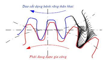 lệch về bước răng làm tăng thêm những sai lệch về biên hình. Vì vậy phương pháp này có độ chính xác không cao và chỉ dùng để chế tạo những bánh răng có tốc độ chậm.